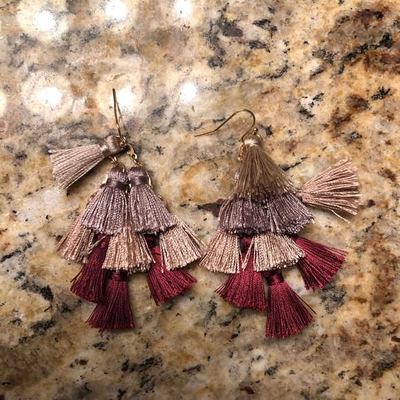 Anthropologie Jewelry - Anthro burgundy tassel earrings diamond shape Anthropologie Jewelry - Anthro burgundy tassel earrings diamond shape
